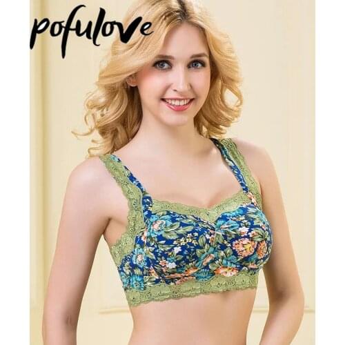 Floral Bra Plus Size Lingerie Lace Bralette Underwear Women Bra Padding Crop Top Flower Bras Femme Sexy Fashion Vintage French