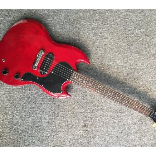 Custom shop electric guitar mahogany wood body and neck one p90 pickups red color sg guitar