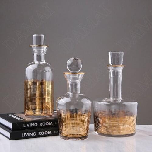 European Whiskey Glass Lot Suits Gold Wire Decorative Wine Bottle Festival Groomsmen Gifts Home Decoration Modern Ornaments