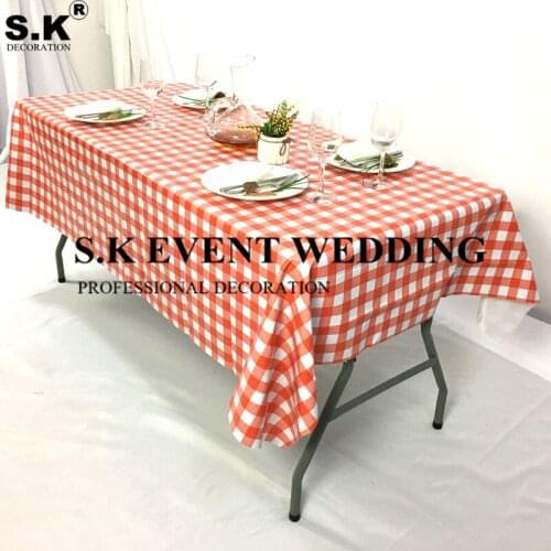Checkered Plaid 100% Polyester PV Waterproof Table Cloth Rectangle Tablecloth Wedding Event Banquet Dining Decoration