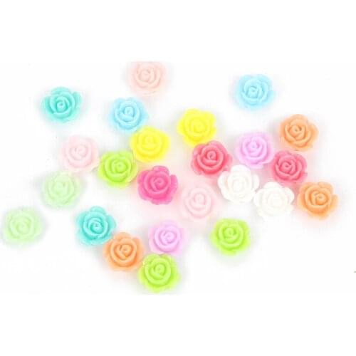 LF 100Pcs Mixed Flowers Resin Decoration Flatback Cabochon Embellishment For Crafts Scrapbooking Diy Versiering Accessories