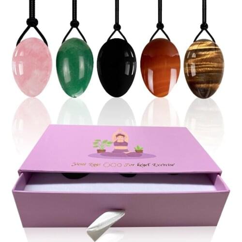 Natural Rose Quartz Yoni Egg Set Feminine Hygiene Massage Stone Women Kegel Exerciser Vaginal Muscles Tightening Ball with box