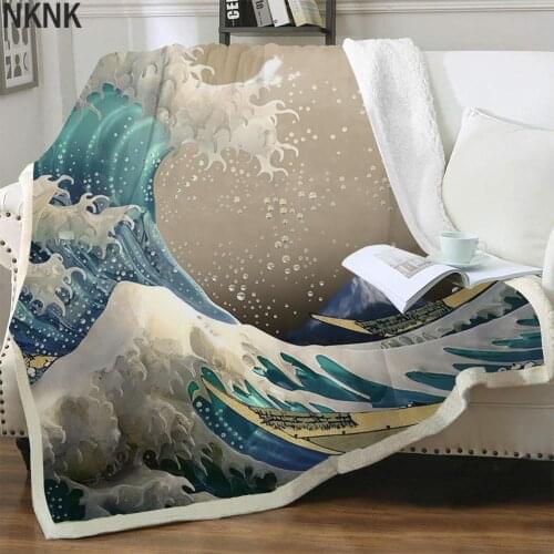 NKNK Brank Waves Blanket Sail Thin Quilt Surf Bedding Throw Ocean Blankets For Beds Sherpa Blanket Fashion High Quality Pattern