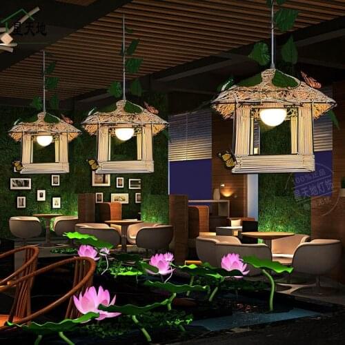 Personalized original rattan art braided chandelier small house restaurant girl bedroom childrens room balcony garden garden