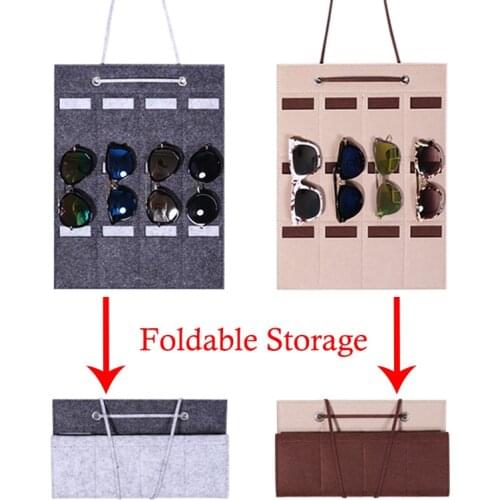 Glasses Hanging Bag Foldable Jewelry Storage Hanging Bag 12 Slot Wall Sunglasses Hanging Bag Felt Material
