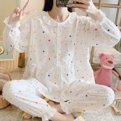 Prenatal + Postnatal Maternity Nursing Maternity Sleepwear Women Comfy Loose Cotton Pajamas Long Sleeve Breastfeeding Pajamas