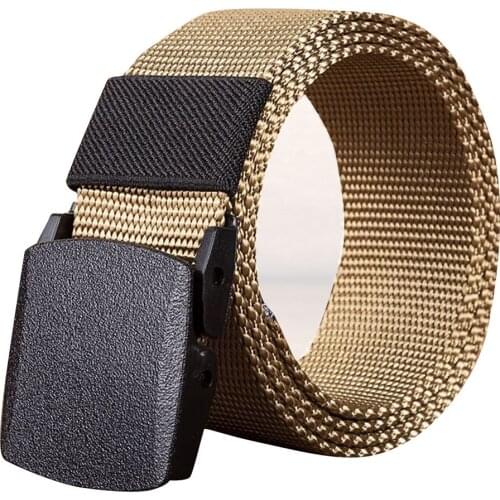 MenS Casual Fashion Tactical Belt Plastic Automatic Buckle Youth Students Belt Outdoor Sports Training Strap Drop Shipping