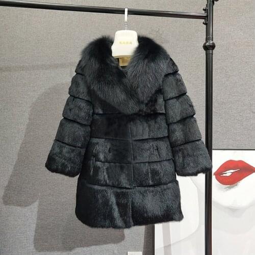 Real Fur Coat Luxury Big Size Plus Size Real Price Factory Low discout Rabbit Fur Jacket New Winter Clothes Fox Fur Coat tsr632