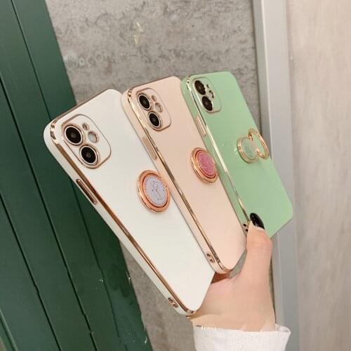 Luxury plating Ring Bracket girl soft silicon Phone Case For apple iPhone 12 Pro Max 7 8 Plus X XS XR 11 MiNi SE 2020 10 Cover