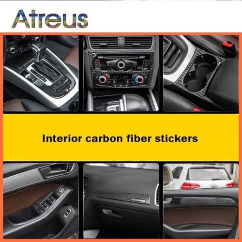 Atreus Car-styling Cup Holder Switch Carbon Fiber Interior Mouldings Stickers On Cars For Audi A4 B6 B8 B7 B5 A5 Q5 Accessories