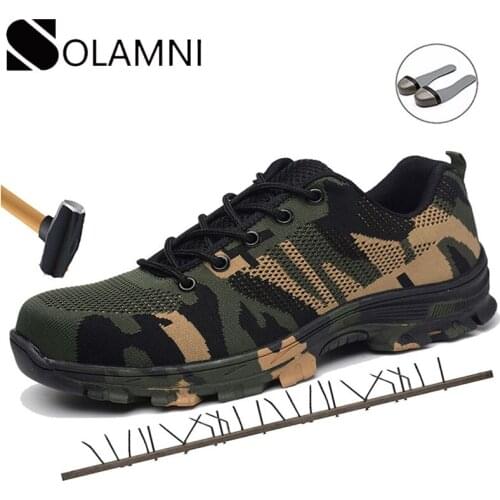 Construction Mens Work Shoes Steel Toe Cap Safety Shoes Men Camouflage Puncture Proof Industrial Shoes Outdoor Hiking Male Boots