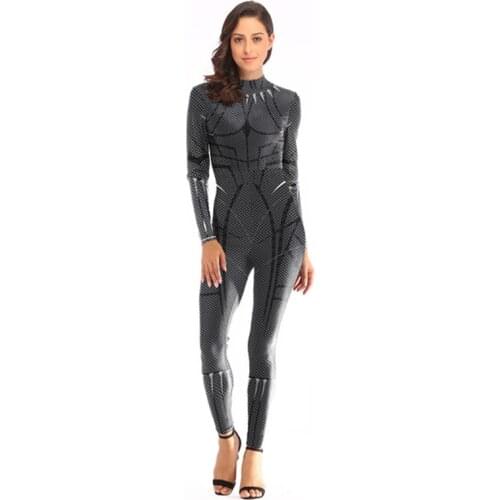 Superhero Black Panther T'Challa Wakanda King Cosplay Halloween Costume For Women Jumpsuit Fancy Zentai