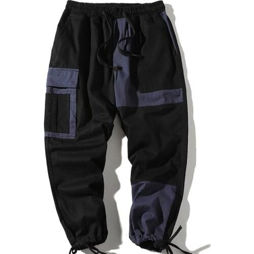 Streetwear Pockets Hip Hop Ribbons Cargo Pants Mens Cotton Harajuku Casual Male Harem Trousers Joggers Sweatpants Men Clothing