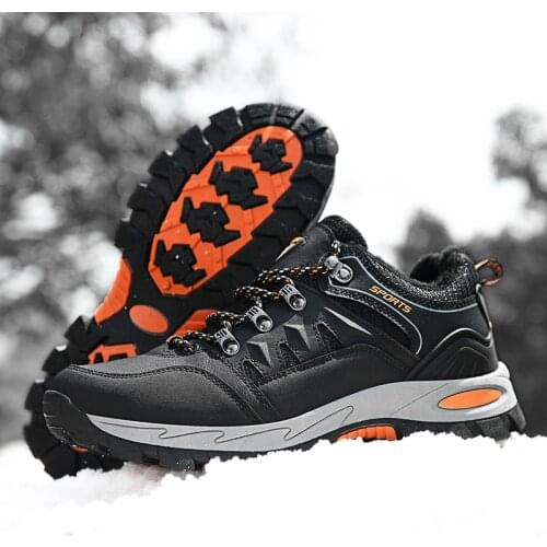 Nine o'clock Outdoor Men Hiking Sneakers Warm Lining Couple Mountaineering Shoes Autumn Winter Non-slip Footwear Big Size 36-48