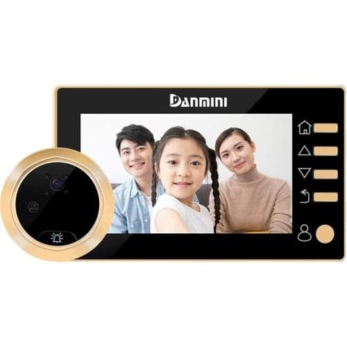 Danmini Video Doorbell Peephole With Camera, 4.3 Inch Hd Digital Display, Zinc Alloy Material Cat Eyes Door Viewer, 300, 000 P