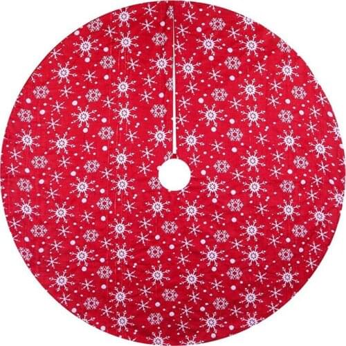 48 Inch Red Christmas Tree Skirt Snowflakes Tree Skirt Double Layers Thick Xmas Tree Mat Holiday Party Decorations