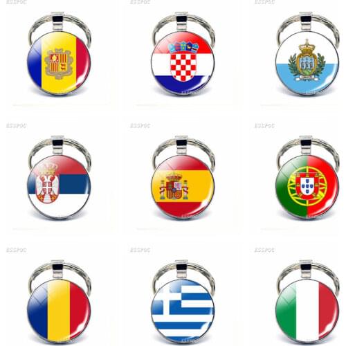 Southern European Countries Flag Keychain Spain Italy Portugal Greece Romania Croatia Andorra Flag Keychain Foreign Friends Gift