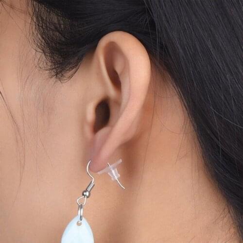 100x Silicone Earring Backs Soft Clear Ear Safety Back Pads Backstops Bullet Clutch Stopper Replacement for Fish Hook