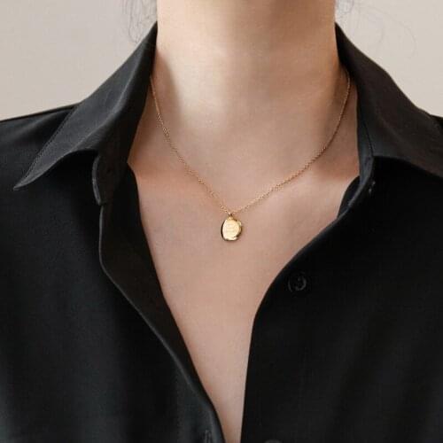 MEYRROYU Stainless Steel Gold Color Geometric Pandent Necklaces For Famale Clavicle Chain 2021 Trendy Fashion Party Gift Jewelry