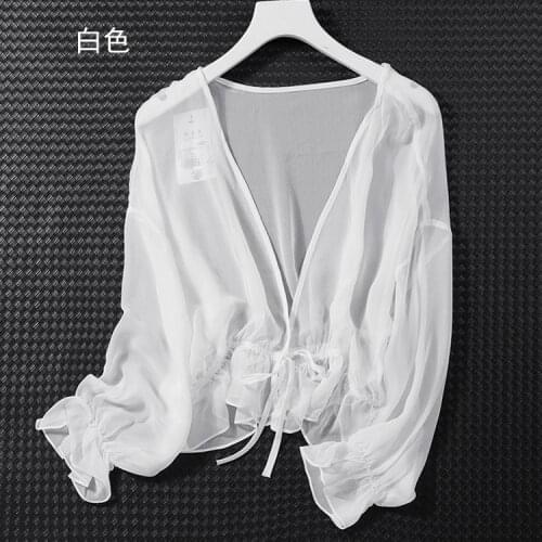 Womens 100% Pure Silk Half Sleeve Shawl Cardigan Cappa Blouse Top Shirt ONE SIZE JN420