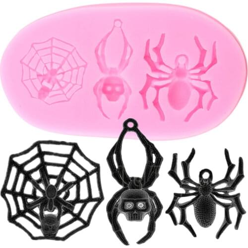 3D Spider Silicone Molds Halloween Fondant Cake Decorating Tools DIY Cupcake Topper Candy Polymer Clay Chocolate Gumpaste Mould