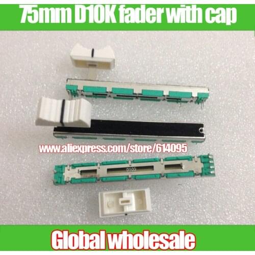 5pcs 75MM long double slippery potentiometer D103 D10K / for behringer mixer D103 fader with cap / handle length 15mm