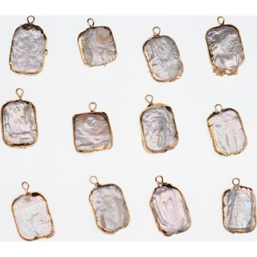 5PCS Natural Freshwater Pearl Pendants Square Pearl Pendants For Jewelry Making DIY Accessories Fit Necklaces Size 12x20-13x22mm