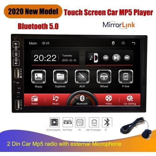2020 New Model stereo 2 Din Car MP5 Player with Bluetooth FM Radio Receiver Support Rear Camera external microphone radio