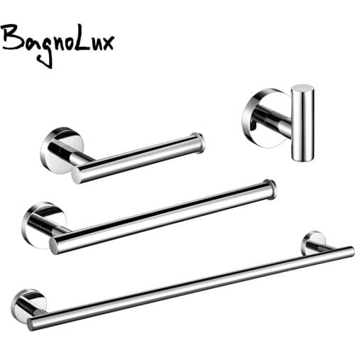 BagnoLux Stainless Steel Chrome Beautiful Wall Hook Toilet Paper Holder Towel Ring Bar Self-Adhesive Bathroom Accessories