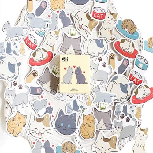 Free shipping 56packs Cute cat Mini Decorative Stickers Scrapbooking DIY Diary Album Stick Label Decor girl gift