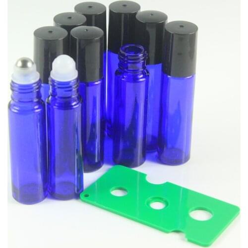 DHL Free 200pcs/lot Roll On Cobalt Fragrance Glass Bottles Essential Oils Dark Blue Glass Roller Ball Aromatherapy Bottle