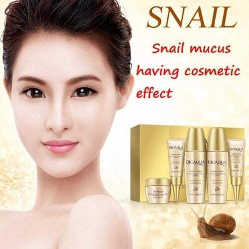 BIOAQUA Snail Cream Set 5pcs Face Serum Whitening Cream Anti Snail Moisturizing Acid Wrinkle Cream Face Aging With Hyaluron A1Z2