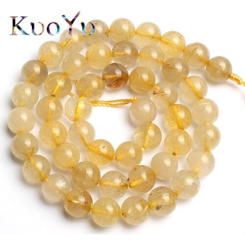 Natural Stone Beads Yellow Rutilated Quartz Round Beads For Jewelry Making 15strand 6/8/10mm pick size DIY Bracelet Necklace