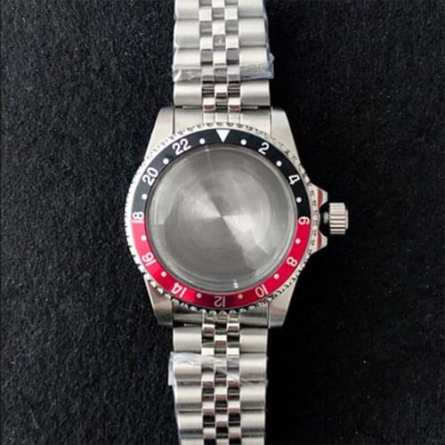 39.5mm Watch Case Stainless Steel Retro Case + Watch Strap Band Bracelet for NH35/NH36 Mechanical Movement