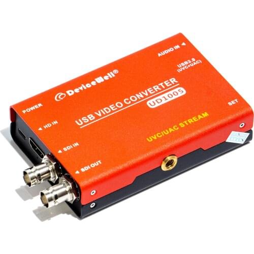 DeviceWell UD1005 SDI e HDMI a UVC/UAC USB3.0 Capture Convertitore 1080P60fps SDI Loop-out Finestre MacOS Audio-In di Alimentazi
