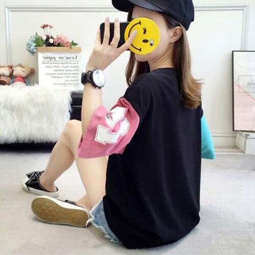 2018 Womens T-shirts Japan Punk Kawaii Ulzzang Summer Loose Letters Printing Ring Student Female Korean Kawaii Tshirt For Women