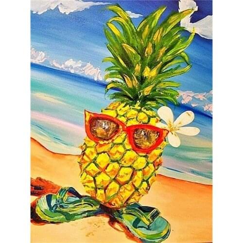 GATYZTORY Pineapple Painting By Numbers For Adults Kids Scenery Handpainted Kits Canvas Drawing Acrylic Paints DIY Gift Wall Hom