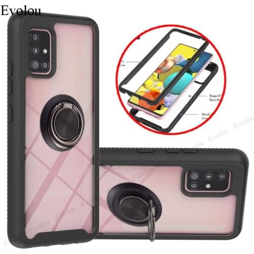 3 in1 Hybrid Bumper Shockproof Phone Case For Samsung A71 A51 A21S A31 A42 A12 A02 Cases PC+TPU Magnetic Holder Back Cover