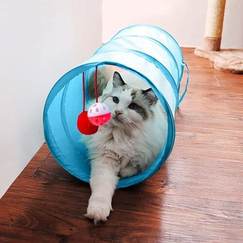 Cat Tunnel Toy, Pet Tunnel Tube Cat Toys Collapsible, Interactive Pet Tubes with Fun Bell Balls Dog Kitten Puppy Rabbit Play