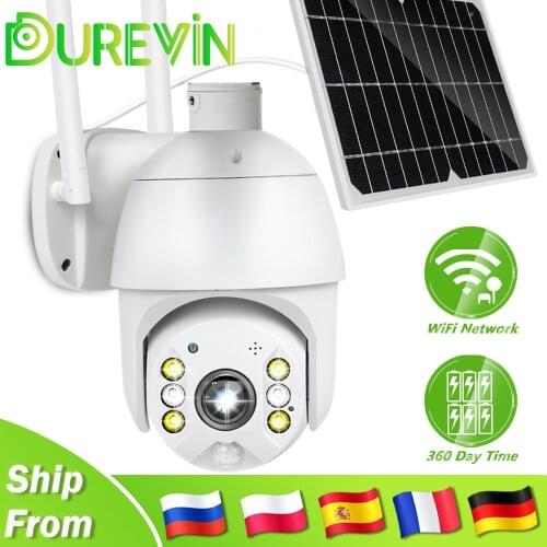 Wifi IP Camera Outdoor Wireless PTZ Security Camera 1080P HD 8w Solar Panel Battery Powered Camera PIR Human Motion Speed Dome