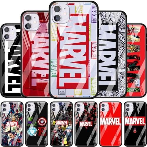 Marvel logo cool for Apple iPhone 12 Pro Max Mini 11 Pro XS Max X XR 6S 6 7 8 Plus Luxury Tempered Glass Phone Case