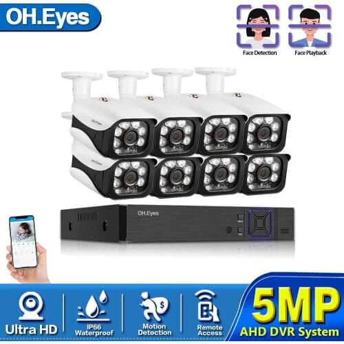 5MP H.265+ 4/8CH AHD DVR Kit CCTV Security Camera System 8Pcs 5MP Face Record AHD Camera Alarm Remote Video Surveillance DVR Set