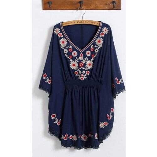 2019 Summer Ethnic Style Embroidery Bats Sleeves Maternity Shirts Pregnancy Maternity Clothes Maternity Blouse Pregnancy Shirt