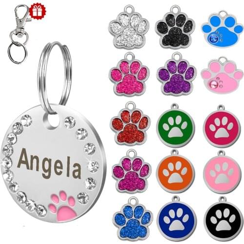 LHUANG 2020 New ID Tag Stainless Steel Paw Name Pendant Custom Dog Engraved Pet Dog Collar Accessories Personalized Cat Puppy