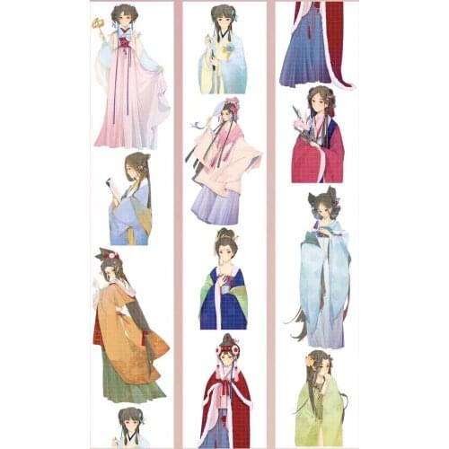 Lovely Ancient Hanfu Girl Washi Tape for Card Making Bullet Journal DIY Scrapbooking Label Sticker