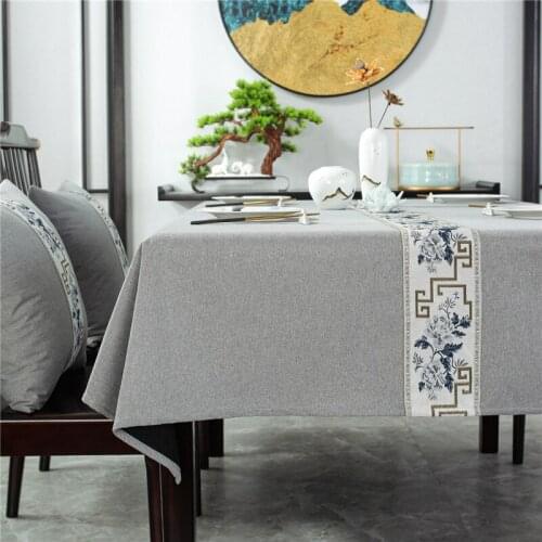 Fashion Stripe Designs Solid Decorative Linen Tablecloth With Tassels Rectangular Wedding Dining Table Cover Tea Table Cloth