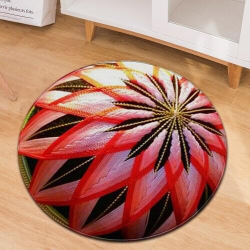Soft Flannel round carpets for living room bedroom Area Rug Ethnic style vintage mandala flower pattern carpet for Kids room Mat