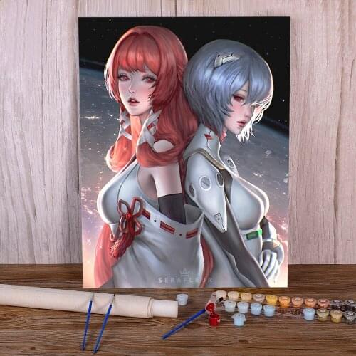 Cartoon Girl Woman DIY Paint By Numbers Complete Kit Acrylic Paints 50*70 Paiting By Numbers Loft Picture Drawing