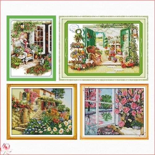 Garden Villa cross stitch kit DIY scenery pattern embroidery set 14CT 11CT needlework sewing kit home decoration craft painting