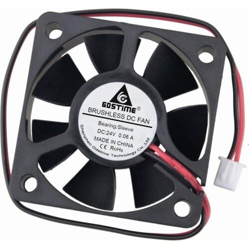 Gdstime 2 Pcs 50x50x15mm DC 24V 2Pin 5cm Blushless Cooling Fan 50mm x 15mm 5015 PC Computer Case Cooler